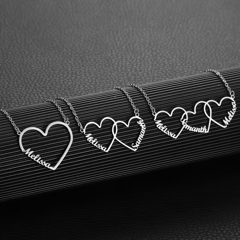 Women Fashion Names - Kalung Nama Hati Saling Terkait Kustom,