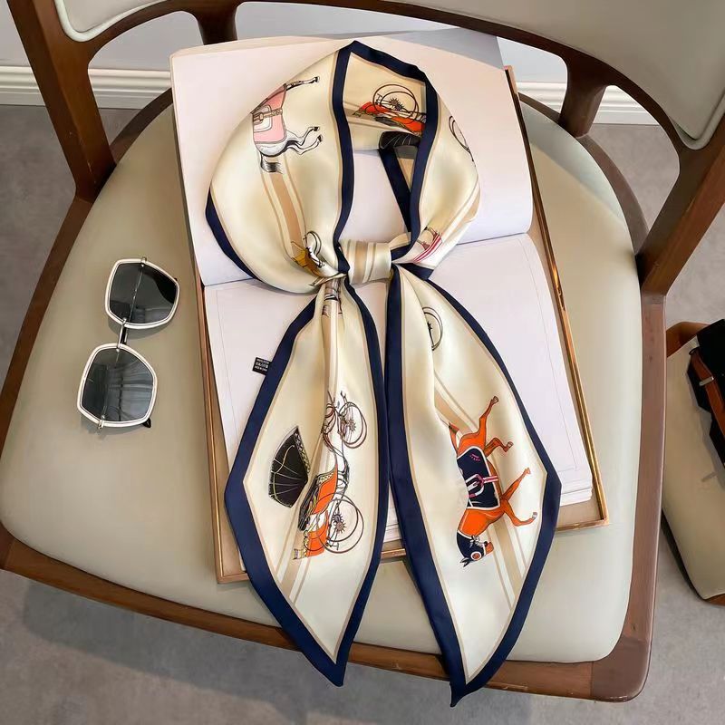 Women Fashion Necktie - Syal Hiasan Kepala Ramping Sutra Desain