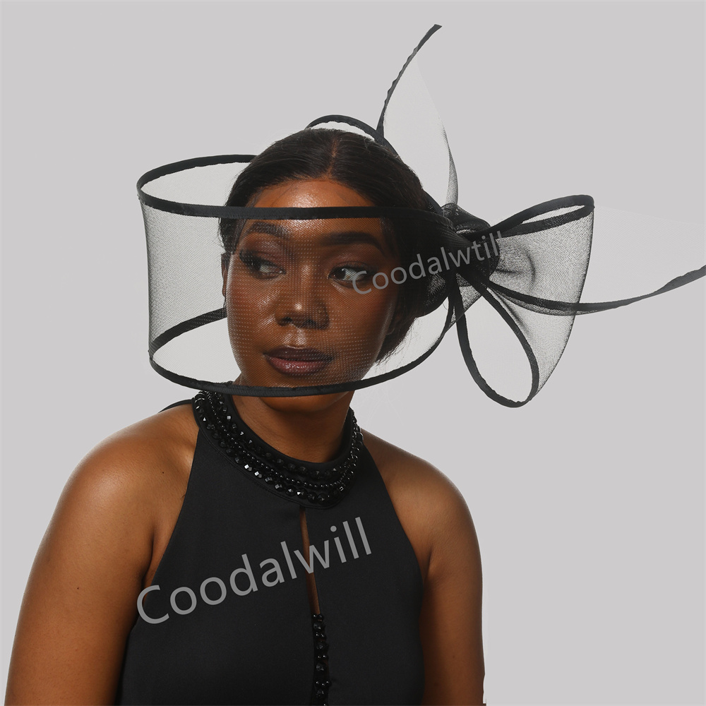 Women'S Fashion Kentucky Derby - Topi Fascinator hitam putih untuk wanita