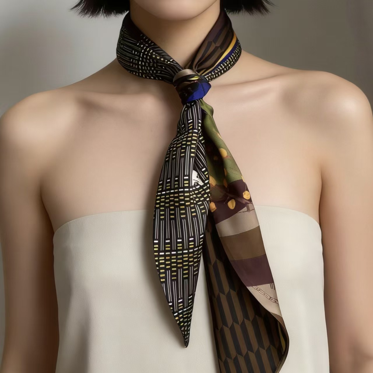 Syal Sutra Mewah Motif Cetak,  - Women Fashion Necktie ulasan dan harga