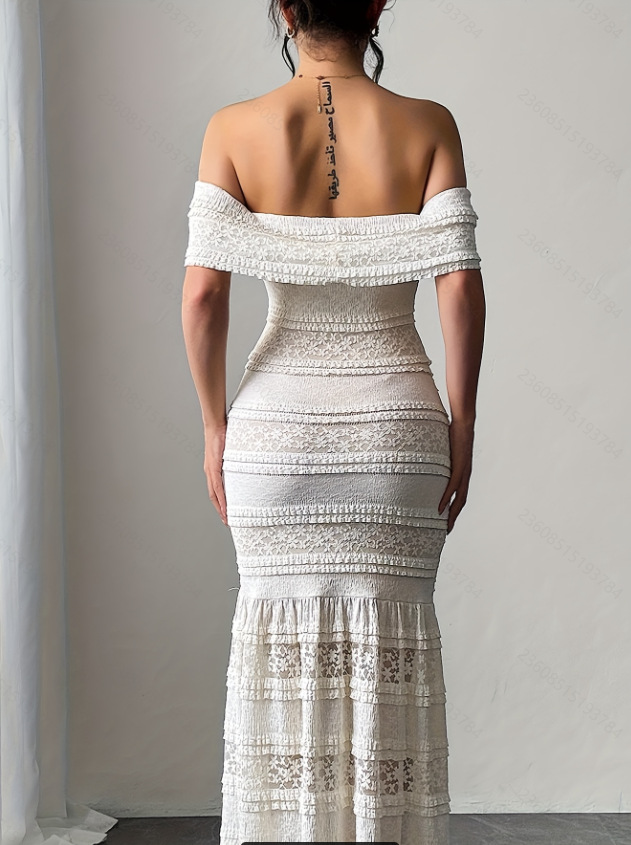 Gaun renda satu bahu gaya wani - Women Fashion Dress Names ulasan dan harga