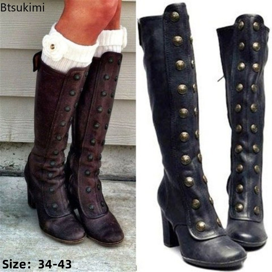 Sepatu Boots Wanita Model Retr - Women'S Fashion Knee High Boots ulasan dan harga