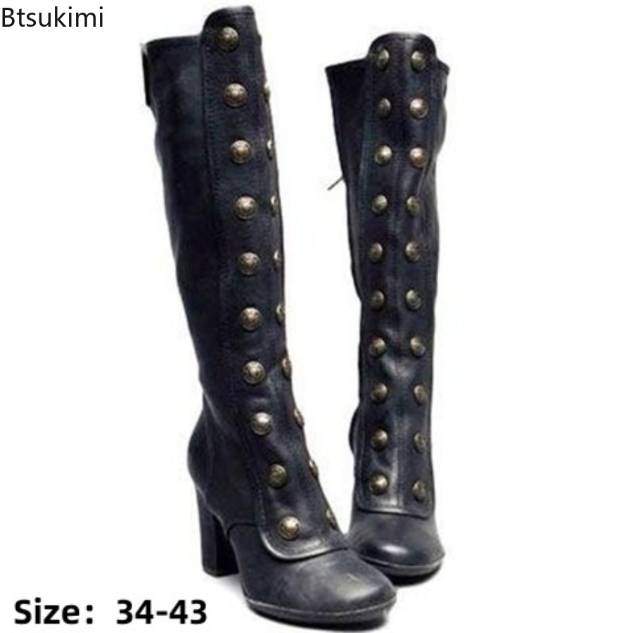 Sepatu Boots Wanita Model Retr - Women'S Fashion Knee High Boots ulasan dan harga