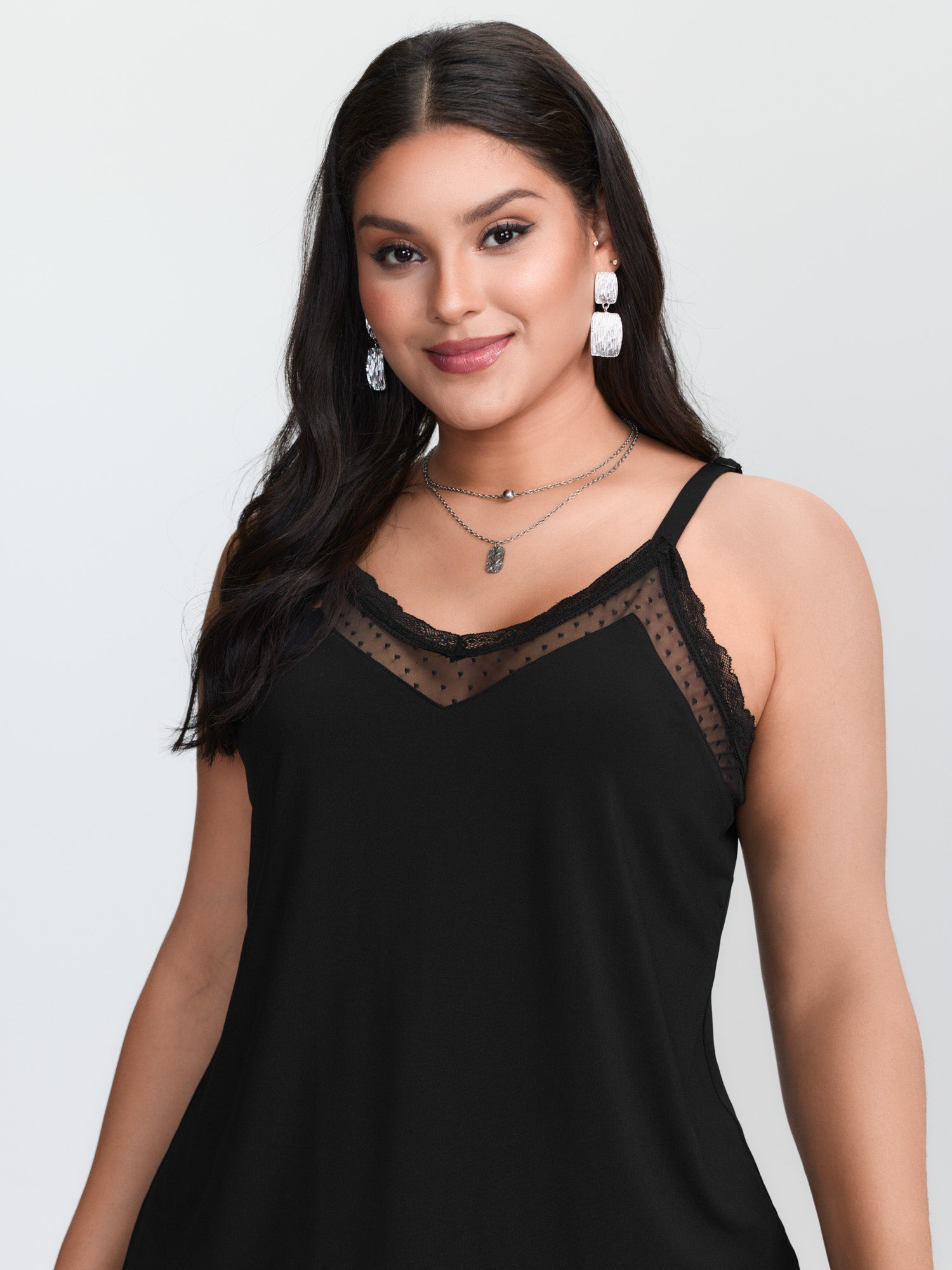Atasan tanpa lengan rajut berw - Lace Trim Cami ulasan dan harga