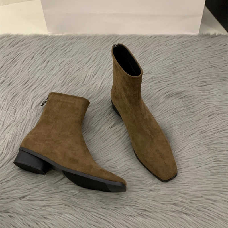 Sepatu Boot Nude Ritsleting Be - Women'S Fashion Korea ulasan dan harga