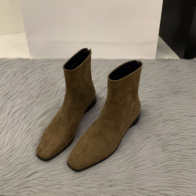 Sepatu Boot Nude Ritsleting Be - Women'S Fashion Korea ulasan dan harga